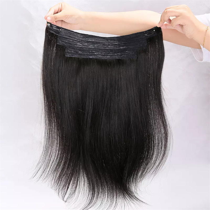 Factory Price Fast Shipping Halo Hair Extension Natural Color 100% Remy Hair Double Weft